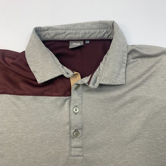 Ping Polo Shirt Mens L Large Gray Sensor Cool Short Sleeve Performance Golf - Picture 3 of 11